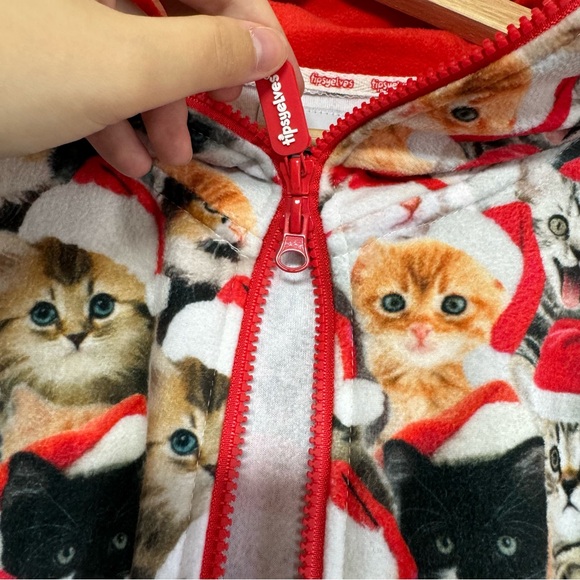 Tipsy Elves bodysuit adults large full zip cat christmas kitty one piece red - Picture 5 of 11